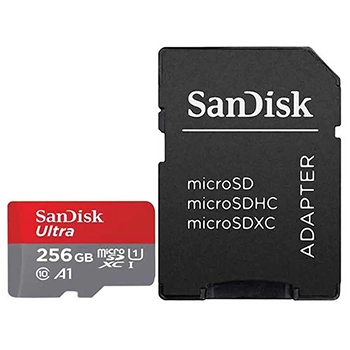 کارت حافظه microSDXC سن دیسک مدل Ultra کلاس10 و A1 استاندارد UHS-I U1 سرعت 100MBps 667X همراه با آداپتور SD ظرفیت 256 گیگابایت